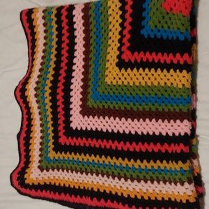 Vintage Granny handmade Crochet multicolor knitted Throw blanket